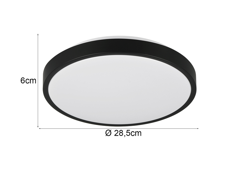Kleine LED Deckenleuchte SLOPE ultraflach, Schwarz, Ø 28,5cm