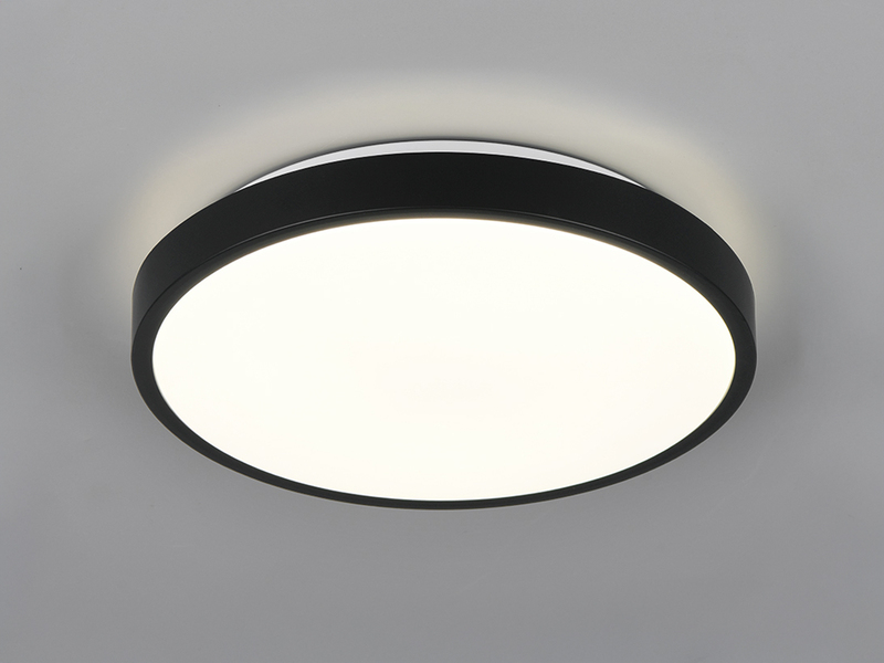 Kleine LED Deckenleuchte SLOPE ultraflach, Schwarz, Ø 28,5cm