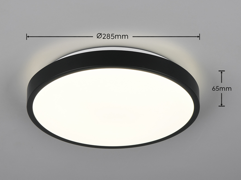 Kleine LED Deckenleuchte SLOPE ultraflach, Schwarz, Ø 28,5cm