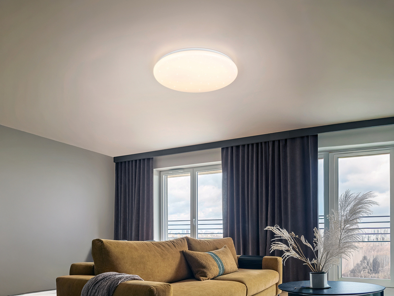 LED Deckenleuchte CETUS flach mit Fernbedienung, dimmbar, RGB, Weiß, Ø 48,5cm