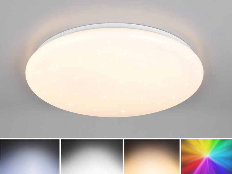 LED Deckenleuchte CETUS flach mit Fernbedienung, dimmbar, RGB, Weiß, Ø 48,5cm