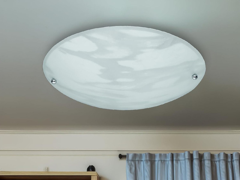 LED Deckenlampe mit Glas Lampenschirm Weiß Alabaster, Ø 25cm
