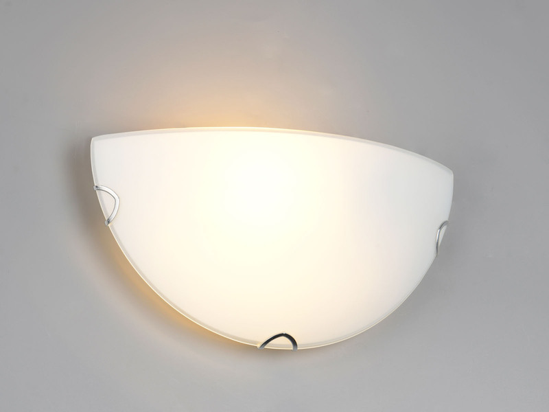 LED Wandlampe halbrund Glas Weiß, Breite 30cm