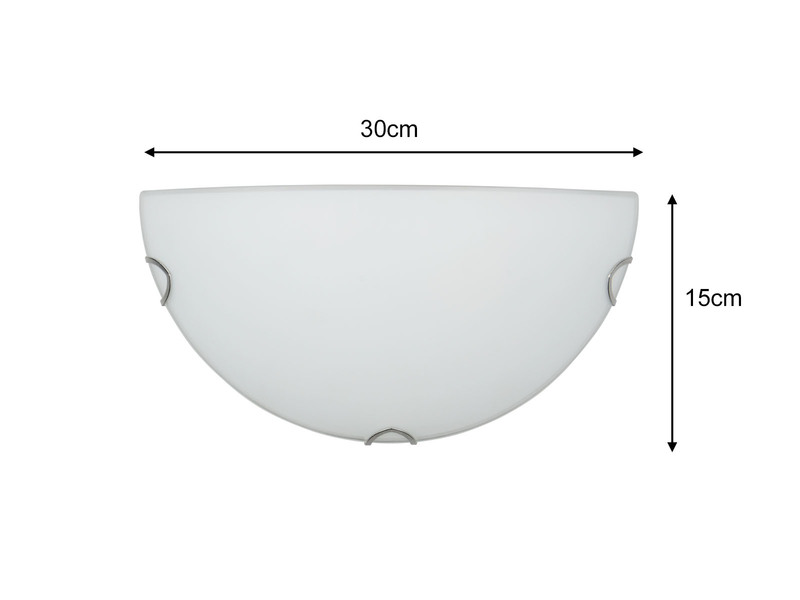 LED Wandlampe halbrund Glas Weiß, Breite 30cm
