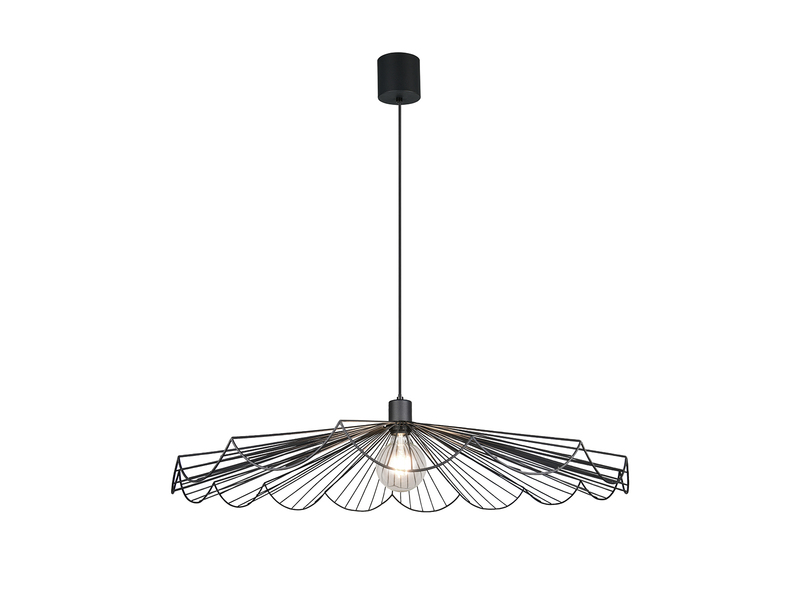 Große LED Pendelleuchte mit gefächertem Metall Gitterschirm Ø 80cm