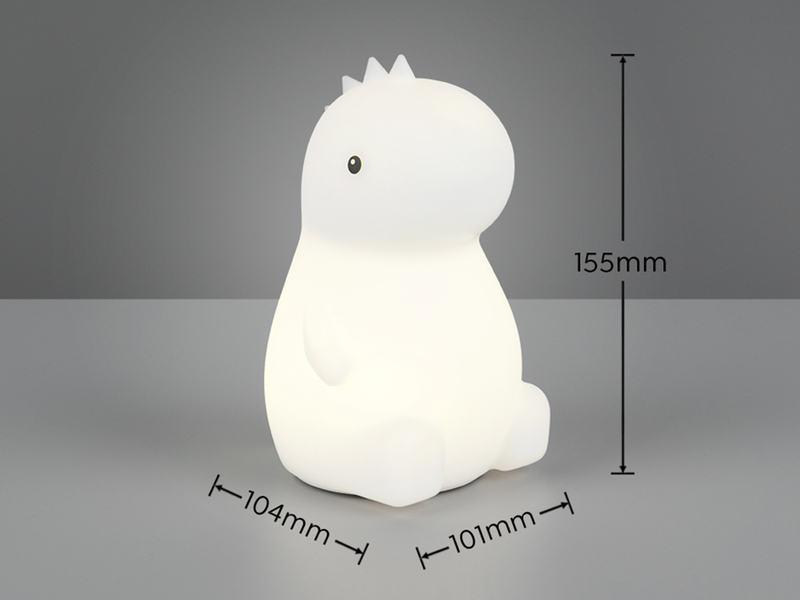 LED Batterie Tischlampe REXY Dino Lampe mit RGBW Farbwechsel, Höhe 15cm