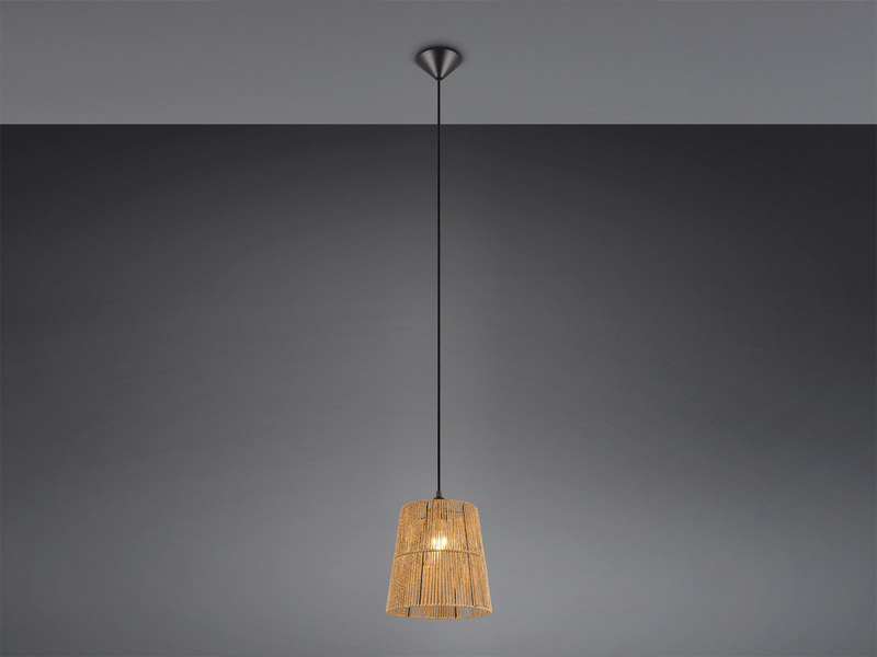 Kleine LED Pendelleuchte 1-flammig mit Lampenschirm aus Papiergarn, Ø 24cm