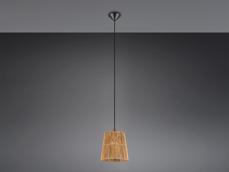 Kleine LED Pendelleuchte 1-flammig mit Lampenschirm aus Papiergarn, Ø 24cm