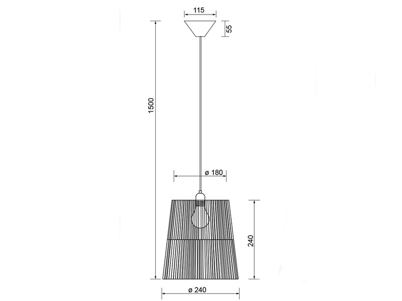 Kleine LED Pendelleuchte 1-flammig mit Lampenschirm aus Papiergarn, Ø 24cm