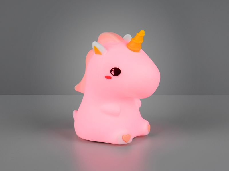 LED Batterie Tischlampe GOLDY Einhorn Lampe mit RGBW Farbwechsel, Höhe 15cm