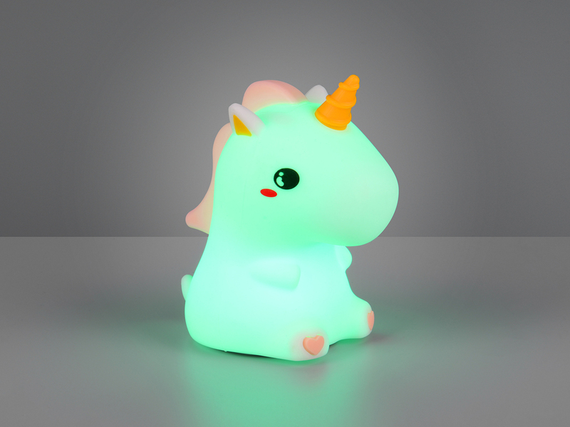 LED Batterie Tischlampe GOLDY Einhorn Lampe mit RGBW Farbwechsel, Höhe 15cm