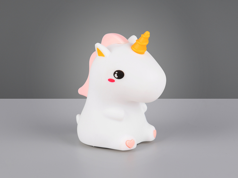 LED Batterie Tischlampe GOLDY Einhorn Lampe mit RGBW Farbwechsel, Höhe 15cm