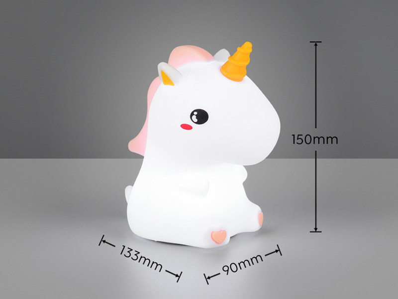 LED Batterie Tischlampe GOLDY Einhorn Lampe mit RGBW Farbwechsel, Höhe 15cm