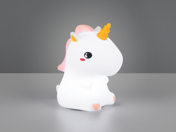 LED Batterie Tischlampe GOLDY Einhorn Lampe mit RGBW Farbwechsel, Höhe 15cm