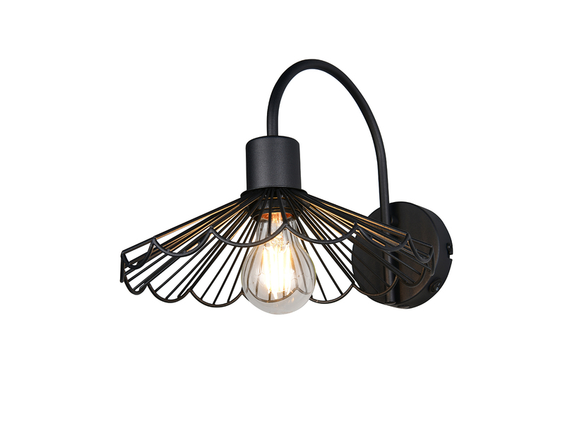 Wandleuchte in Schwarz mit Metall-Gitterschirm – Freistelleransicht