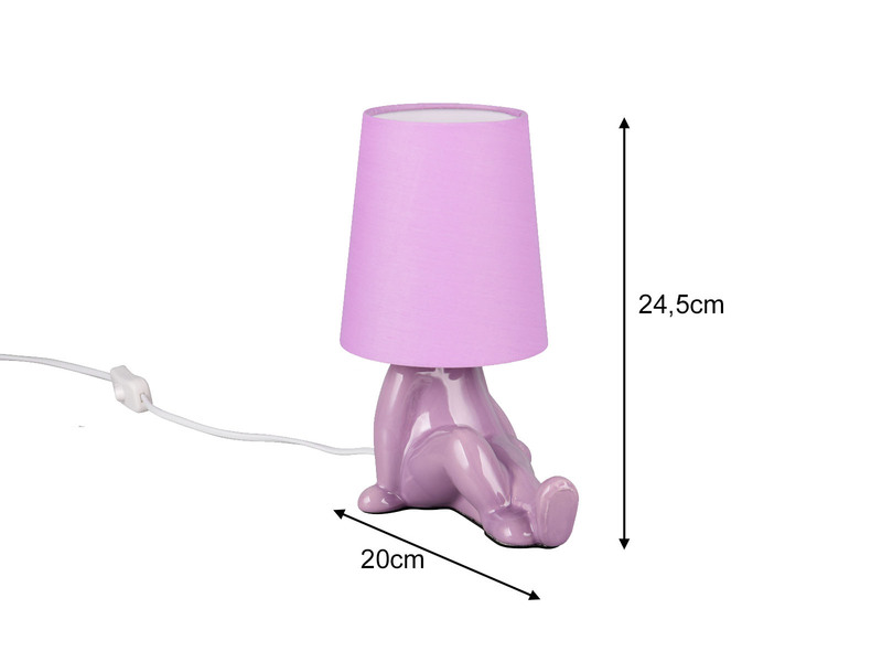 Tischleuchte HUMA Keramik Lila mit Stoffschirm, Höhe 24,5cm