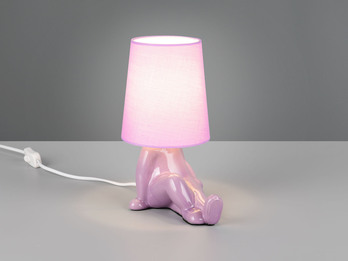 Tischleuchte HUMA Keramik Lila mit Stoffschirm, Höhe 24,5cm