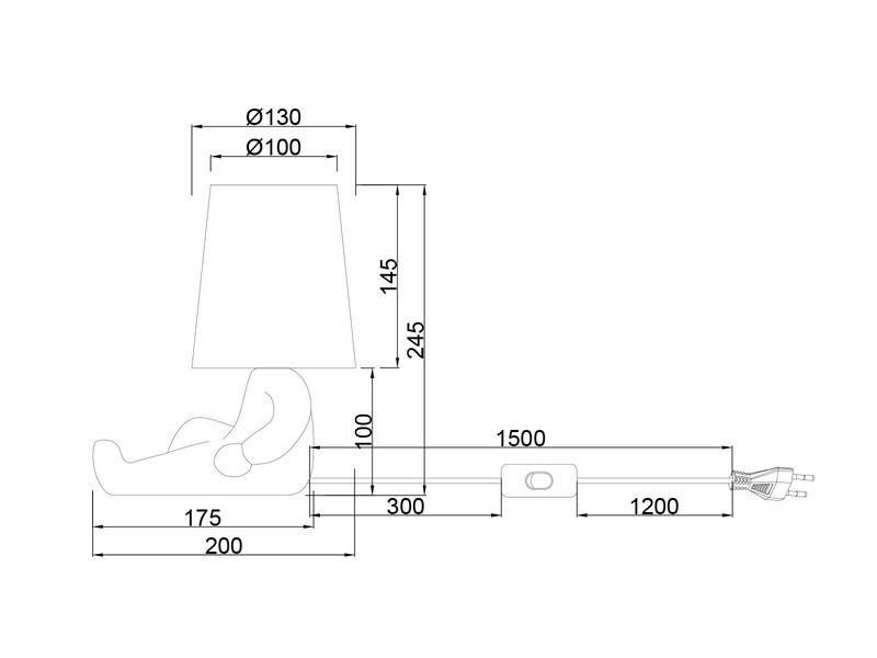 LED Tischlampe Keramik Schwarz mit Stoffschirm, Höhe 24,5cm
