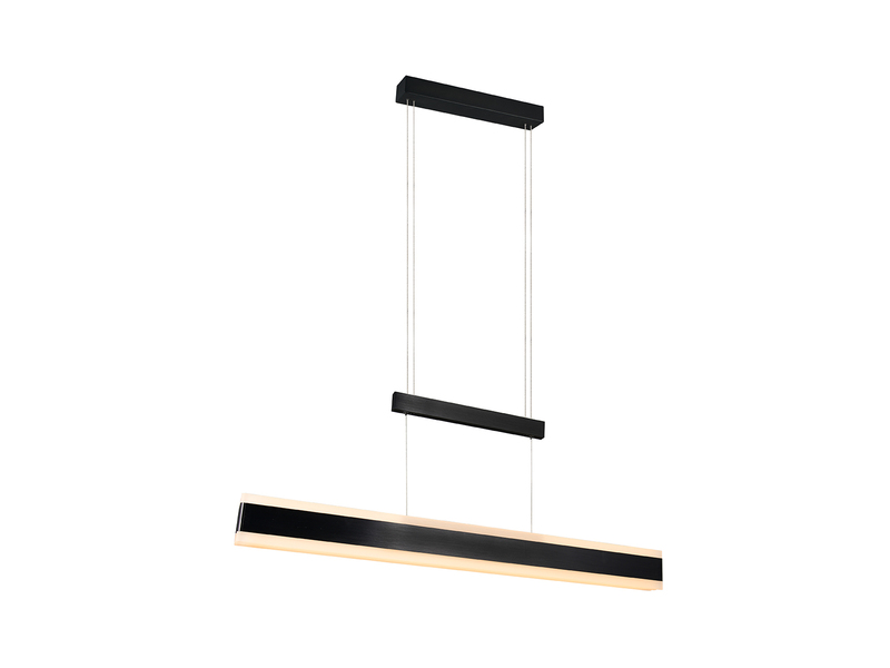Große lineare LED-Pendelleuchte in Schwarz – Freistelleransicht