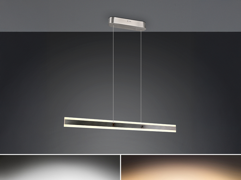 Lineare LED-Pendelleuchte in Silber – einschaltet an der Decke montiert