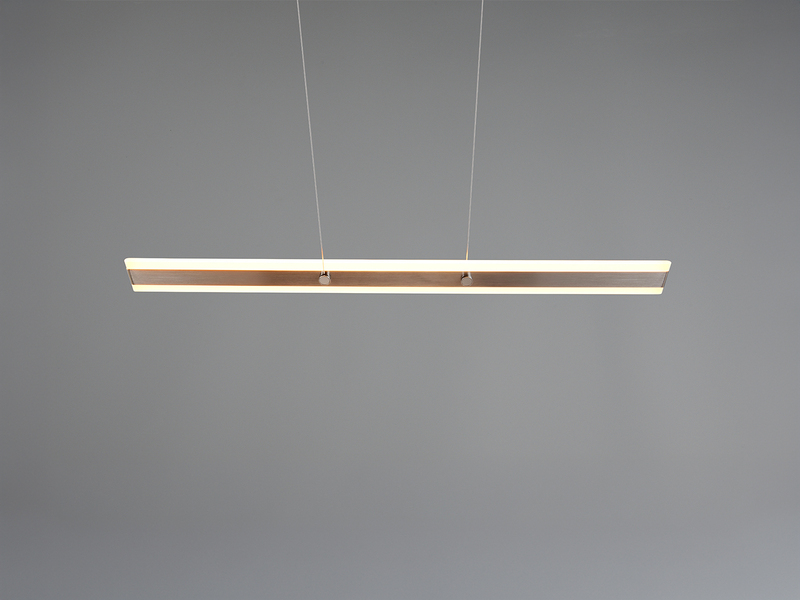Lineare LED-Pendelleuchte in Silber – Frontansicht mit beidseitigem Lichtaustritt