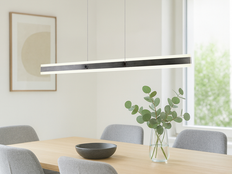 LED Pendelleuchte ARCOLA stufenlos höhenverstellbar Silber, Breite 115cm