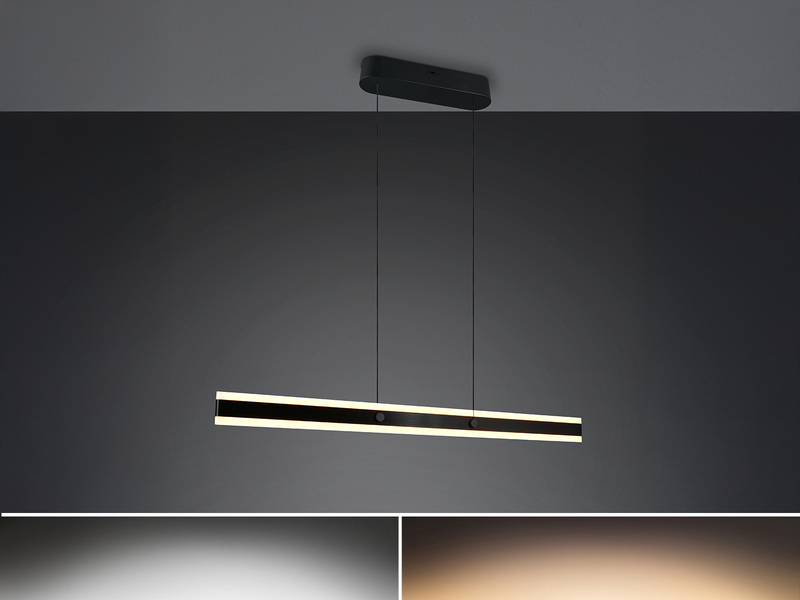Lineare LED-Pendelleuchte in Schwarz – einschaltet an der Decke montiert