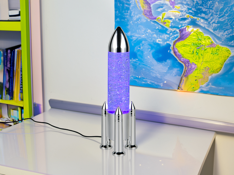 Deko RGB LED Tischleuchte APOLLO Raketenlampe per USB betrieben, Höhe 33cm