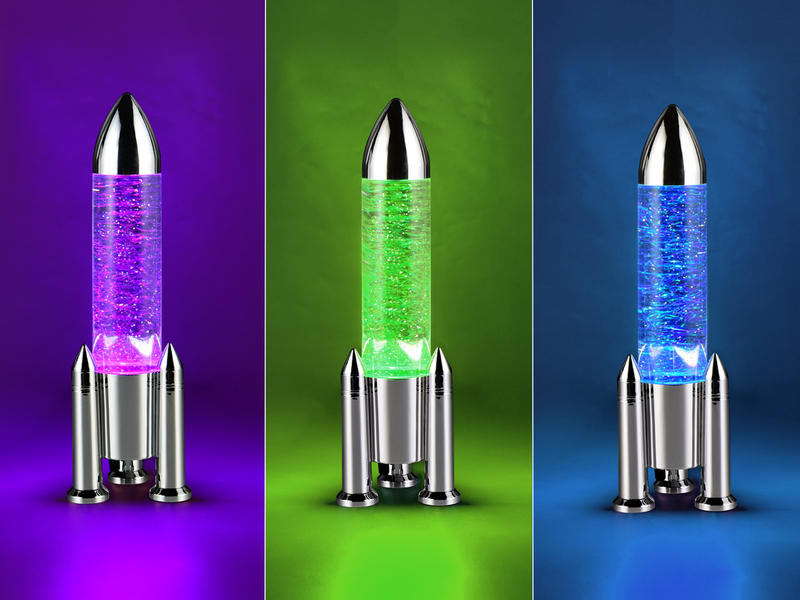 Deko RGB LED Tischleuchte APOLLO Raketenlampe per USB betrieben, Höhe 33cm