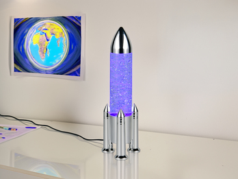 Deko RGB LED Tischleuchte APOLLO Raketenlampe per USB betrieben, Höhe 33cm
