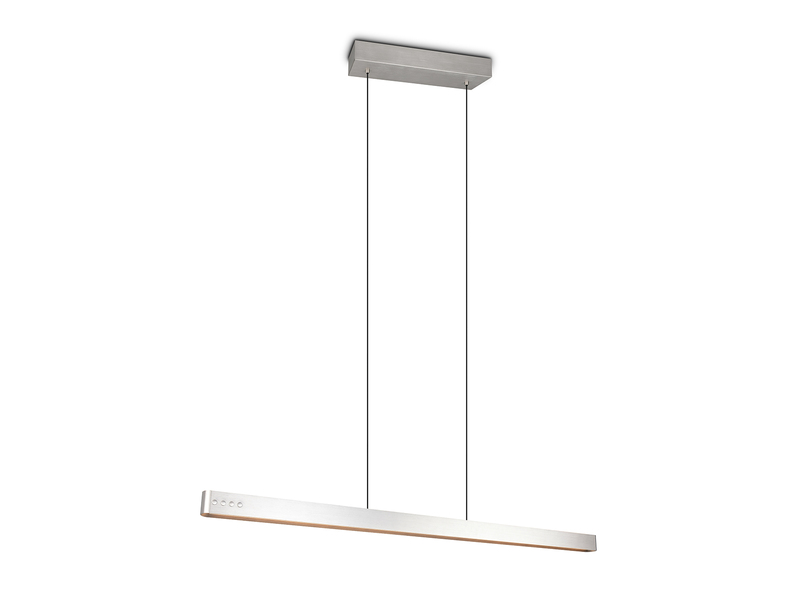 Lineare LED-Pendelleuchte in Silber mit schlanker Lichtleiste – Freistelleransicht