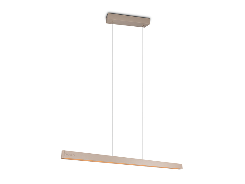 Lineare LED-Pendelleuchte in Beige mit schlanker Lichtleiste – Freistelleransicht