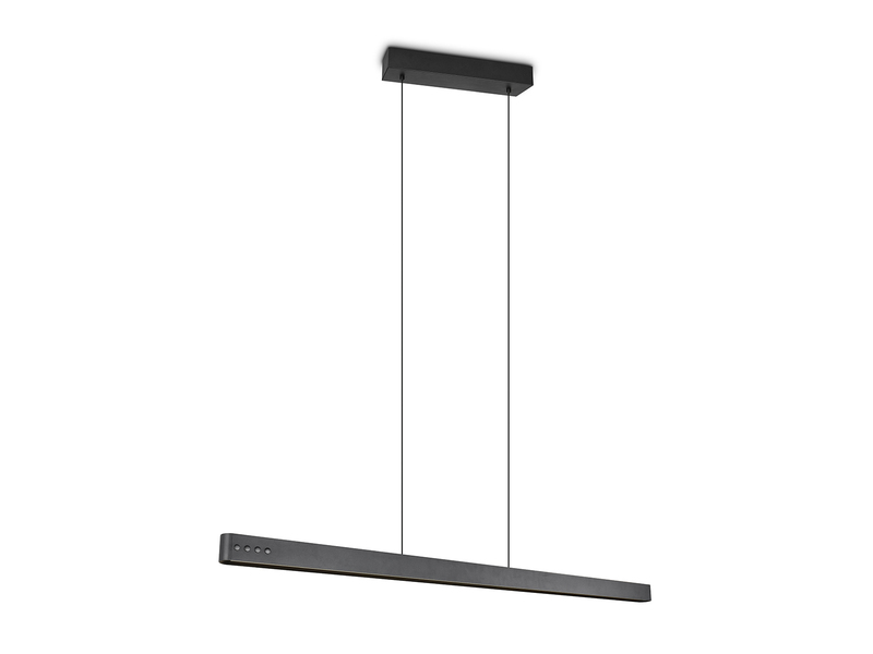 Lineare LED-Pendelleuchte in Schwarz mit schlanker Lichtleiste – Freistelleransicht