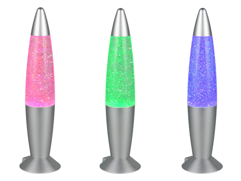 Deko LED RGB Tischleuchte mit Glitzer Batterie- oder USB betrieben, Höhe 34,5cm