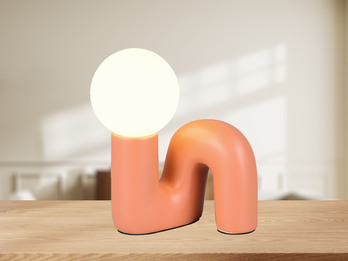 LED Tischlampe Keramik Apricot, Glas Weiß, Höhe 21,5cm