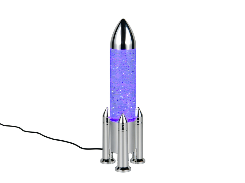 Deko RGB LED Tischleuchte Raketenlampe mit Glitzer per USB betrieben, Höhe 33cm
