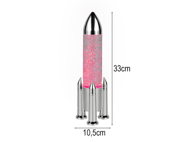 Deko RGB LED Tischleuchte Raketenlampe mit Glitzer per USB betrieben, Höhe 33cm