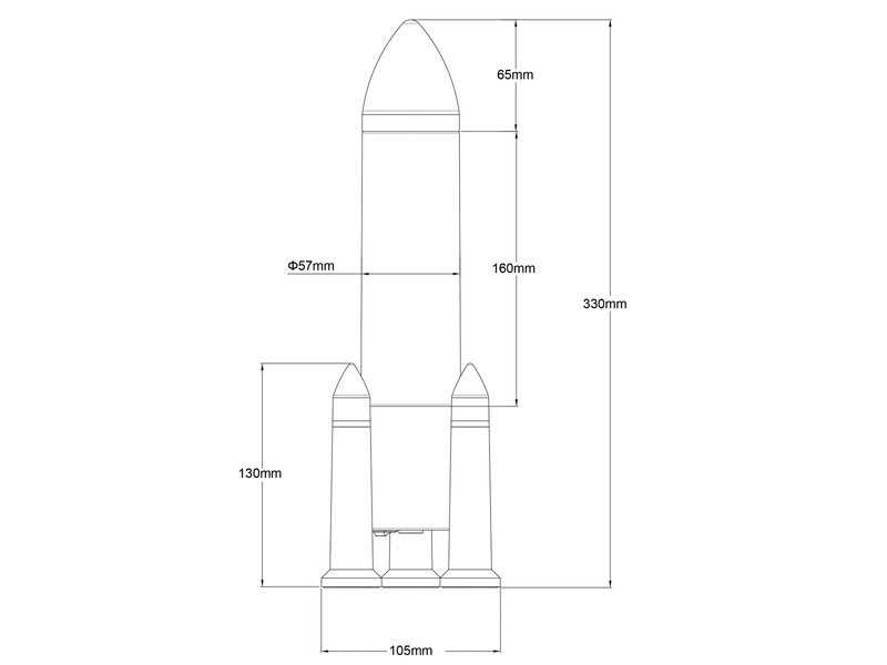 Deko RGB LED Tischleuchte Raketenlampe mit Glitzer per USB betrieben, Höhe 33cm