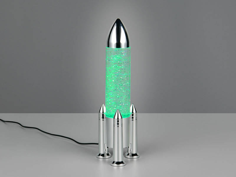 Deko RGB LED Tischleuchte Raketenlampe mit Glitzer per USB betrieben, Höhe 33cm