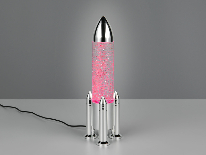 Deko RGB LED Tischleuchte Raketenlampe mit Glitzer per USB betrieben, Höhe 33cm