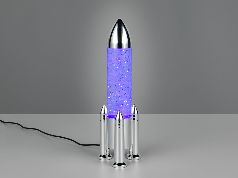Deko RGB LED Tischleuchte Raketenlampe mit Glitzer per USB betrieben, Höhe 33cm