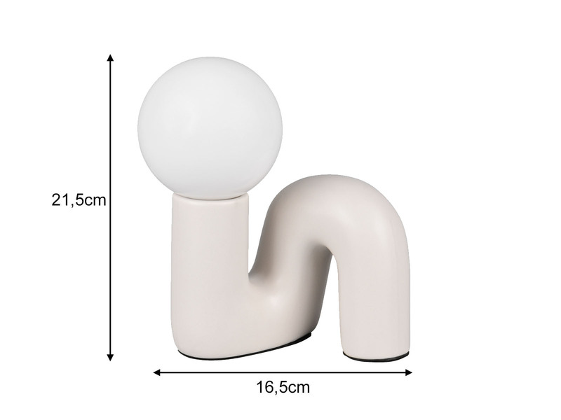 LED Tischlampe Keramik Grau, Glas Weiß, Höhe 21,5cm