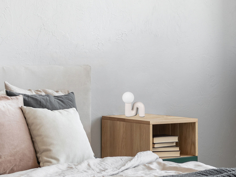 LED Tischlampe Keramik Grau, Glas Weiß, Höhe 21,5cm