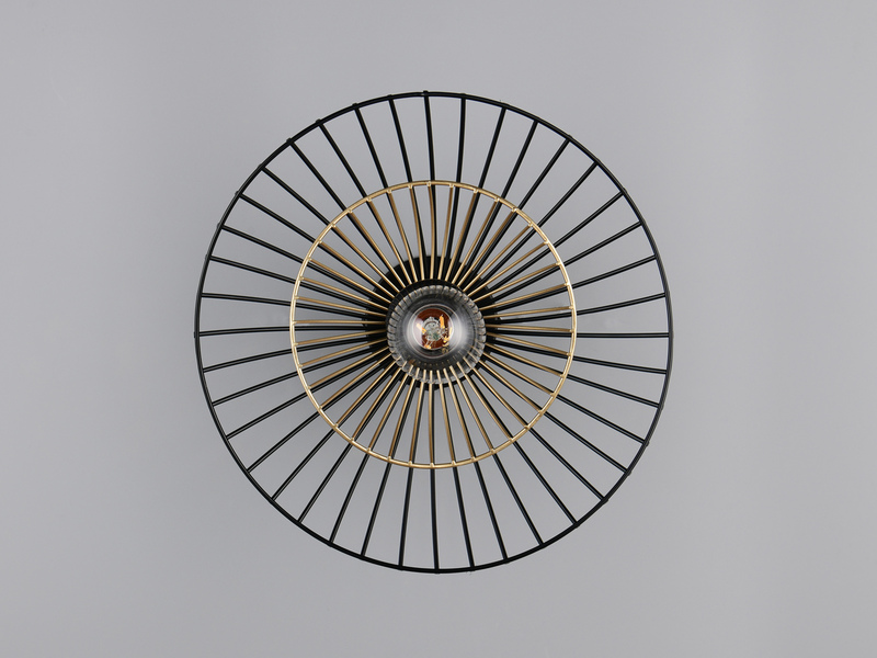 Deckenleuchte LAURIS mit Gitter Lampenschirm Schwarz Gold, Ø 30cm