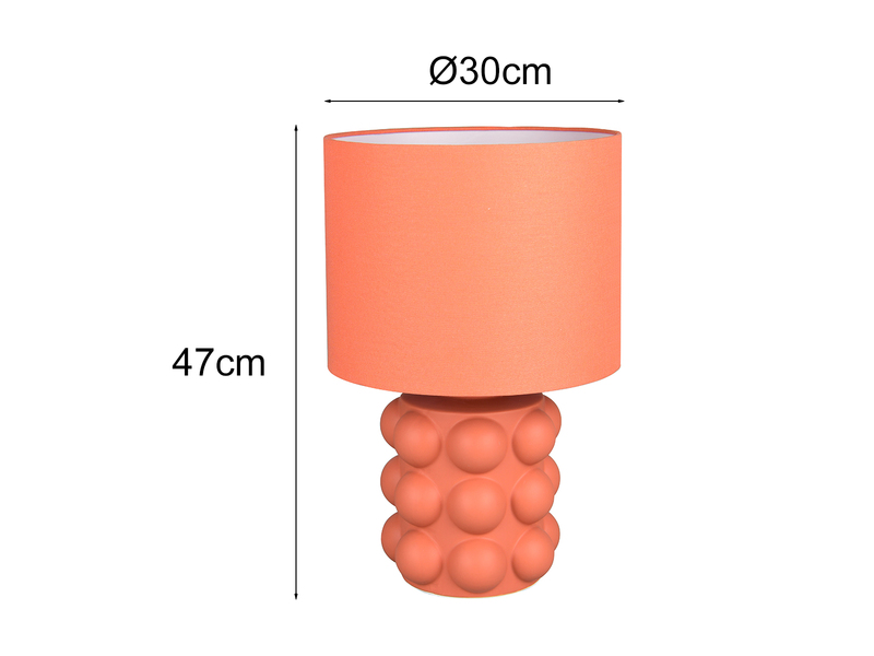 Orangene Tischleuchte Maßangaben: Höhe 47cm, Durchmesser 30cm