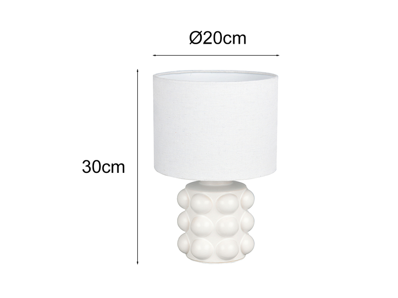 Weiße Tischleuchte Maßangaben: Höhe 30cm, Durchmesser 20cm