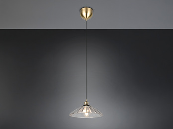 LED Hängelampe einflammig, Altmessing mit Glasschirm klar, Ø 29,5cm