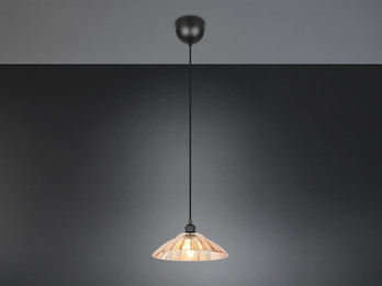 LED Hängelampe einflammig, Schwarz mit Glasschirm Amber, Ø 29,5cm