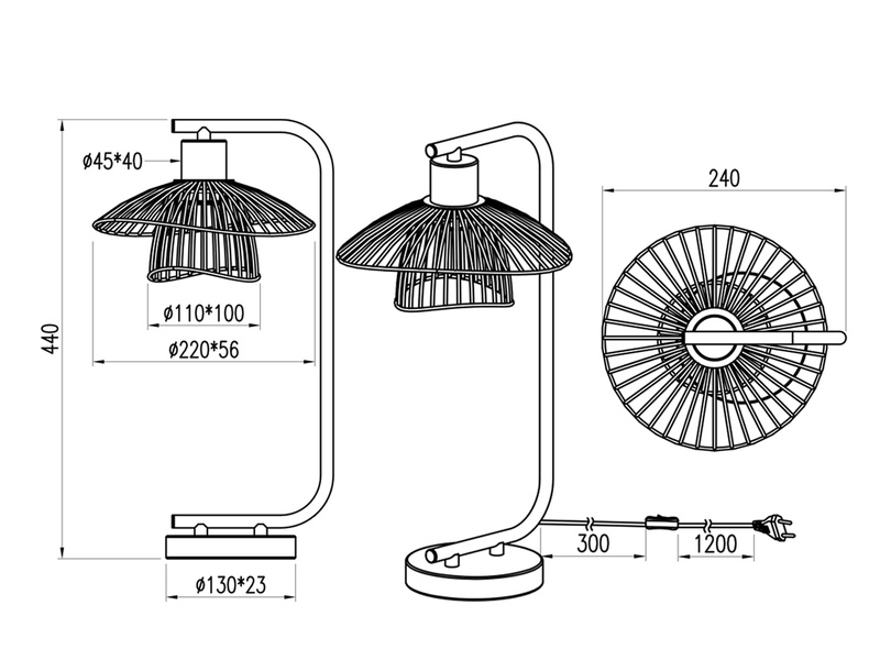 Große LED Tischleuchte mit Gitter Lampenschirm Schwarz Gold, Höhe 44cm