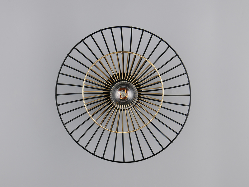 LED Deckenleuchte mit Gitter Lampenschirm Schwarz Gold, Ø 30cm